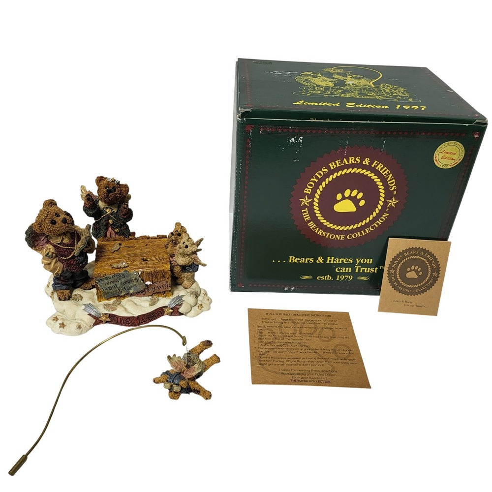 Boyds Bears The Flying Lesson Musical Figurine 1997 Limited Edition 227801 Boxed